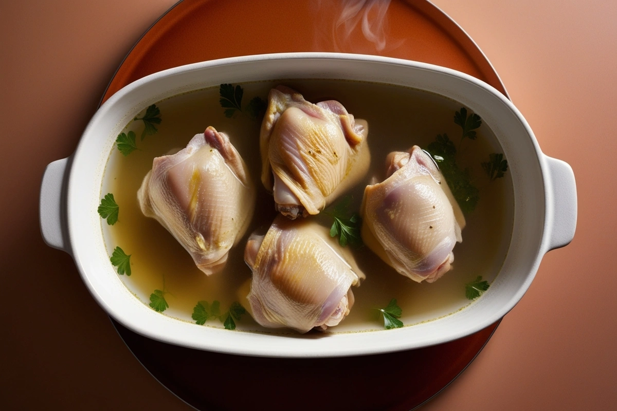 Boiled chicken thighs