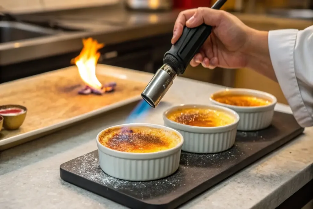 Caramelizing Crème Brûlée with a Kitchen Torch