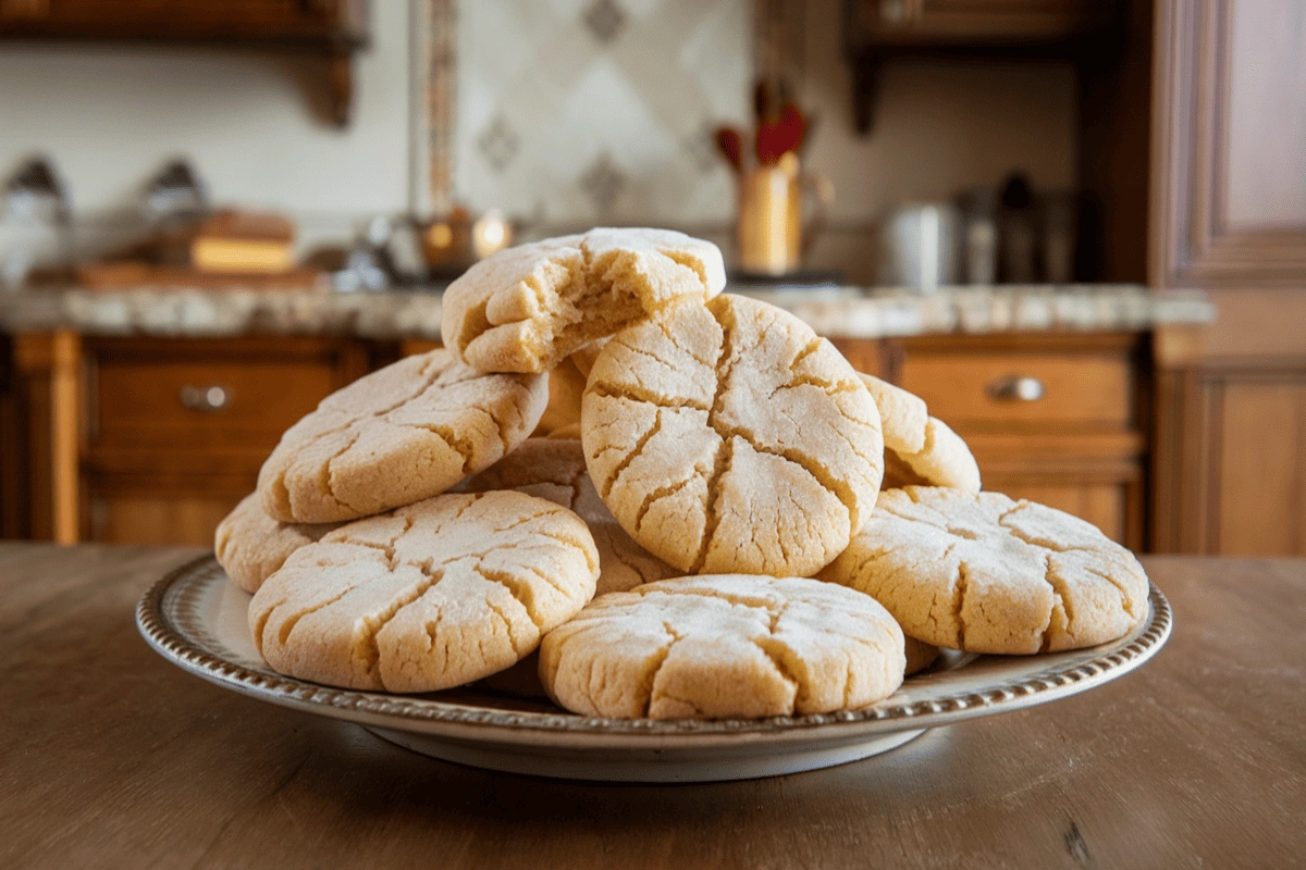 Vanilla cookies on a plate, freshly baked and aromatic.