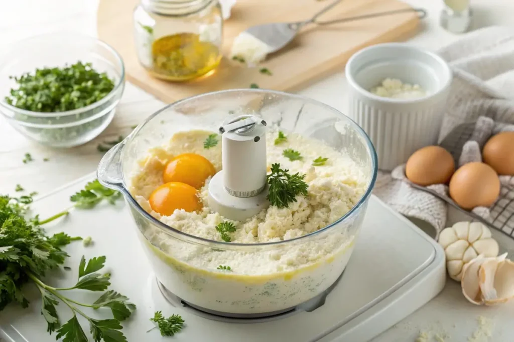 Blending ingredients for cottage cheese flatbread batter