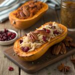 honey roasted butternut squash stuffed with chicken featured image