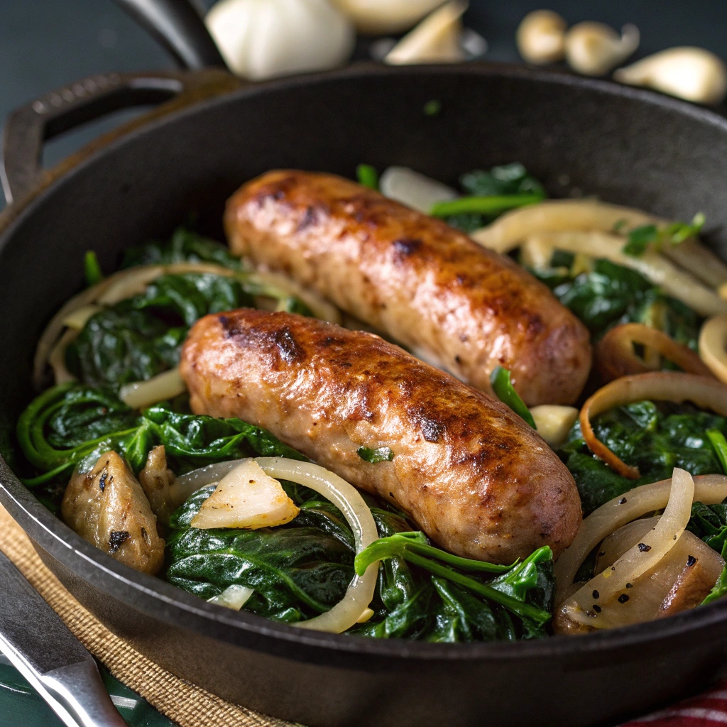 Italian sausage and spinach skillet filling for stuffed butternut squash