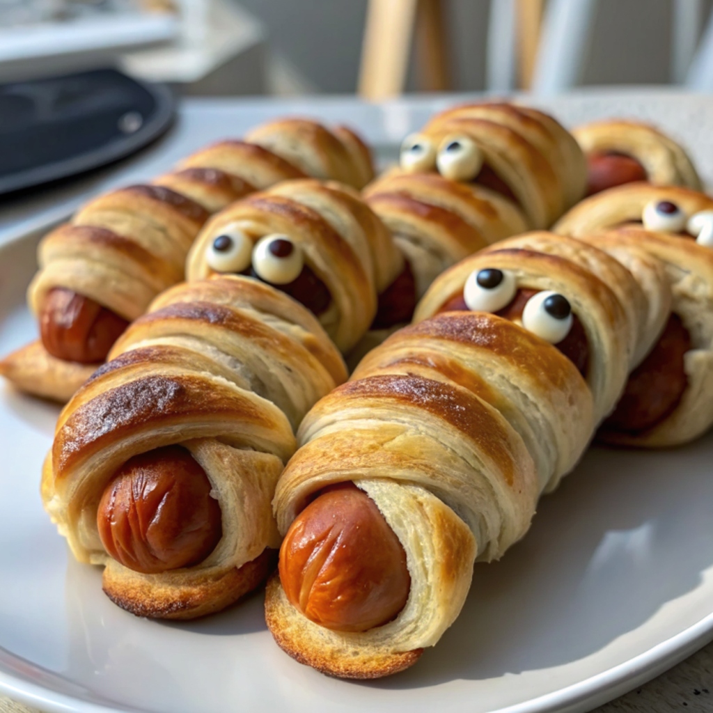 mummy hot dogs Halloween recipe